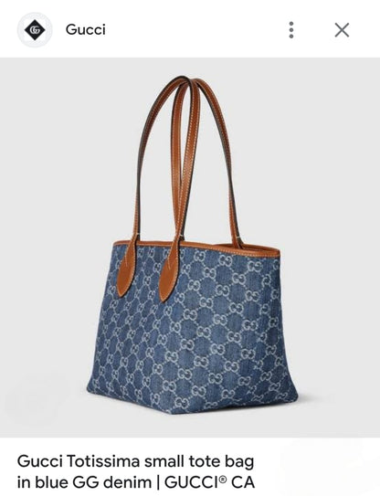 GUCCI TOTISSIMA SMALL TOTE BAG IN BLUE GG DENIM