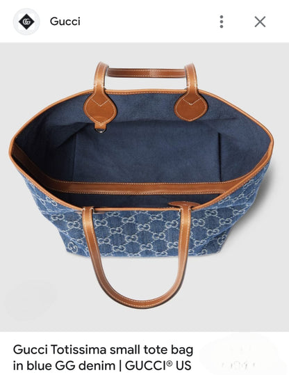 GUCCI TOTISSIMA SMALL TOTE BAG IN BLUE GG DENIM