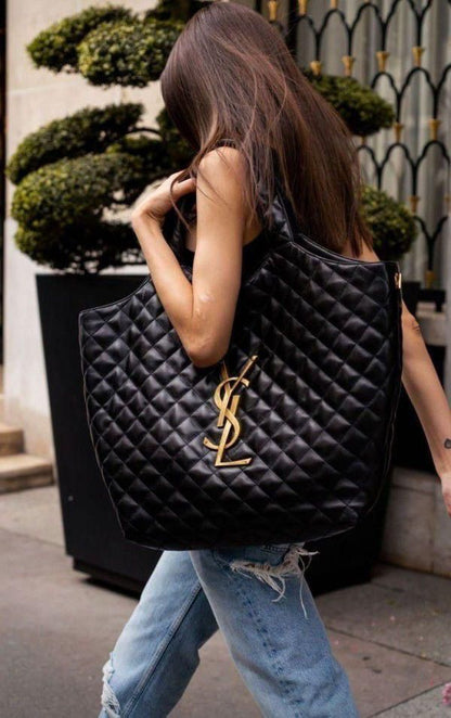 SAINT LAURENT YSL  ICARE MAXI SHOPPING BAG QUILTED LAMBSKIN