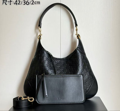 GUCCI B MEDIUM HOBO EMBOSSED TOTE BAG