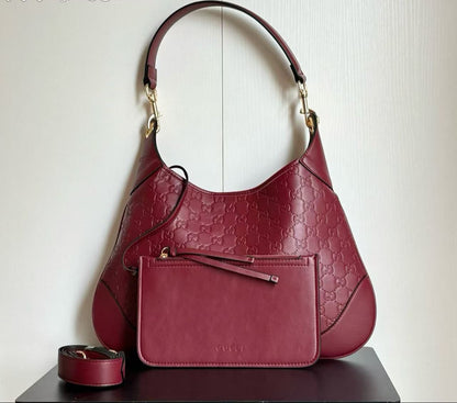 GUCCI B MEDIUM HOBO EMBOSSED TOTE BAG