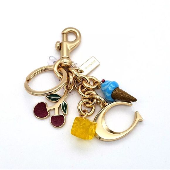 COACH BAG CHARM KEY RING SIGNATURE MIXED CHARMS CHERRY DICE ICE CREAM