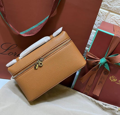 LORO PIANA SOLID COLOURS LEATHER TOP HANDLE CROSSBODY BAG