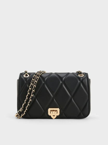 Charles & Keith Arwen Diamond Quilted Braided Strap Shoulder Bag