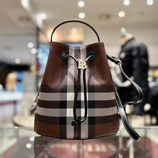 Burberry TB Bucket Bag In Dark Rich Brown
