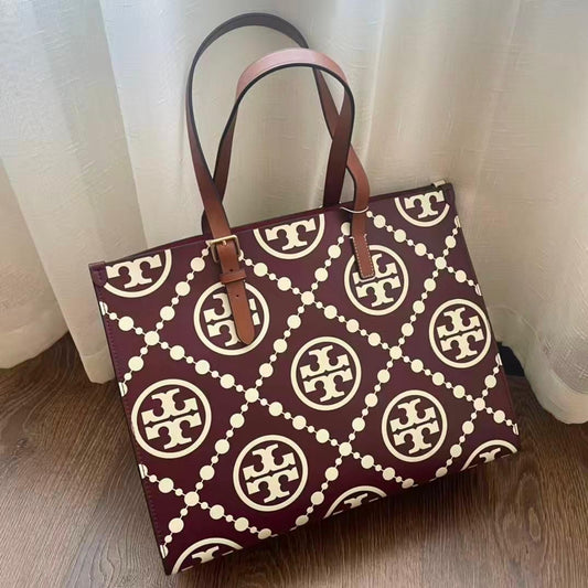 Tory Burch T Monogram Contrast Embossed Tote Bag