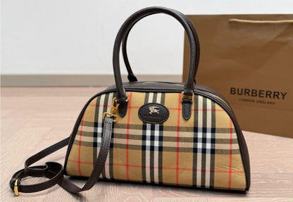 Burberry Highands Checked Jacquard Bowling Bag