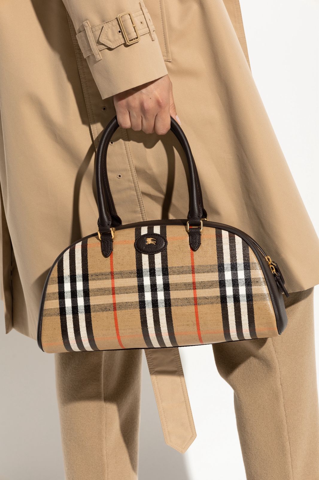 Burberry Highands Checked Jacquard Bowling Bag