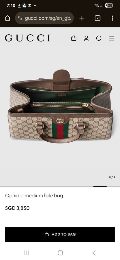 Gucci Ophidia Handbag With Key Charm