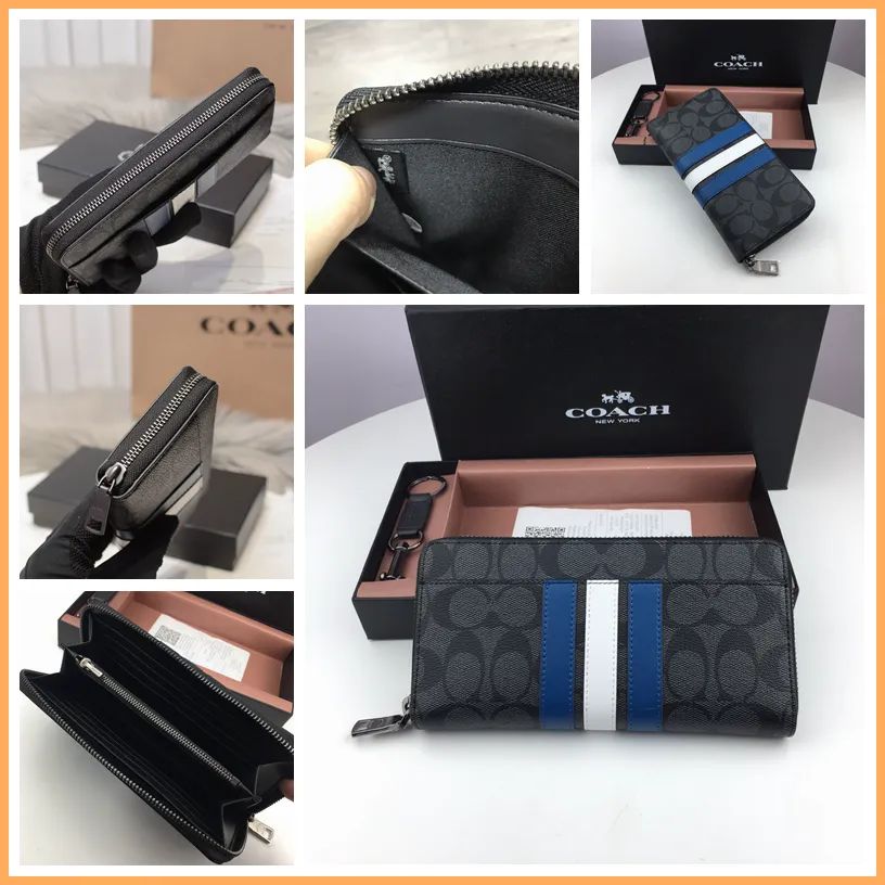 Coach Ladies Stripe Zipper Wallet With Key Charm