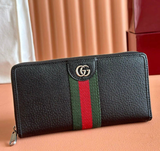 Gucci Ophidia Solid Black Zipper Wallet