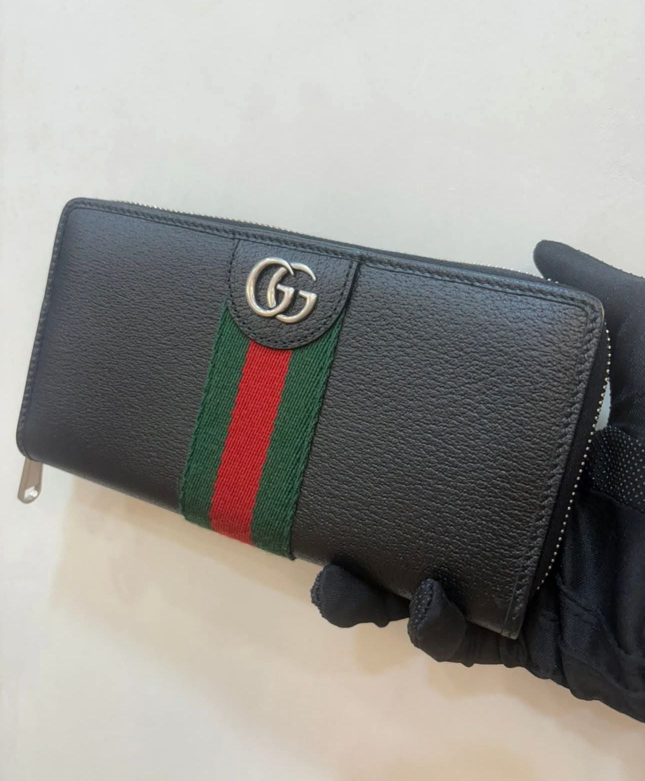 Gucci Ophidia Solid Black Zipper Wallet