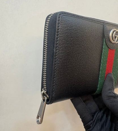Gucci Ophidia Solid Black Zipper Wallet