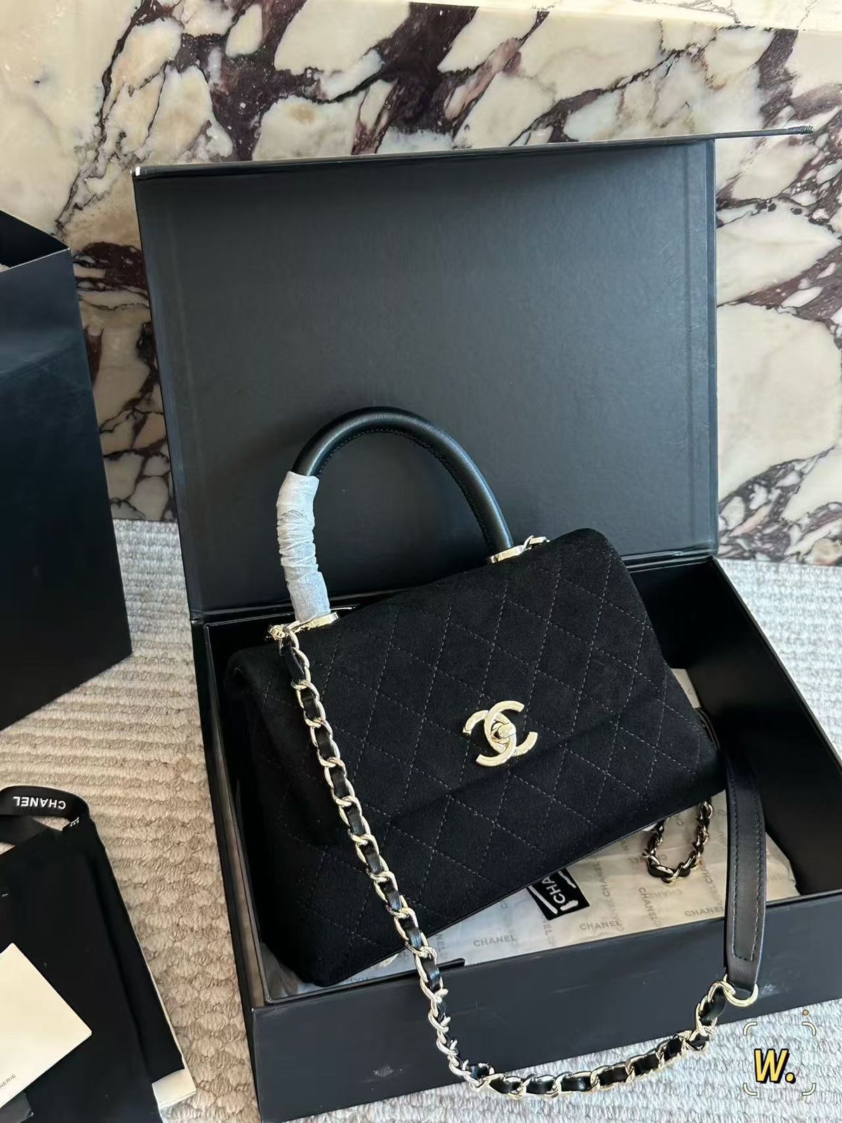 Chanel Coco Classic Top Handle Suede Series