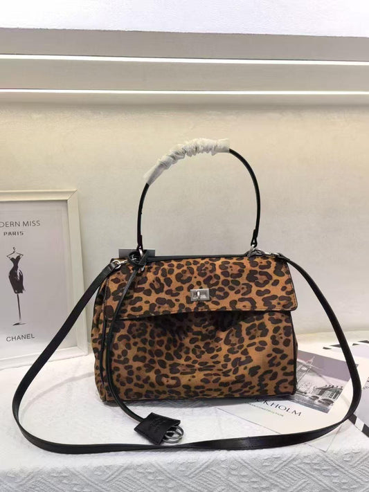 Balenciaga Rodeo Medium Sized Leopard Shoulder Bag