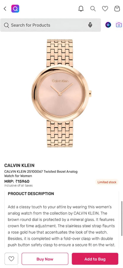 Ca-l-vin Klein Burst Rose Gold Original Model Series Now Available