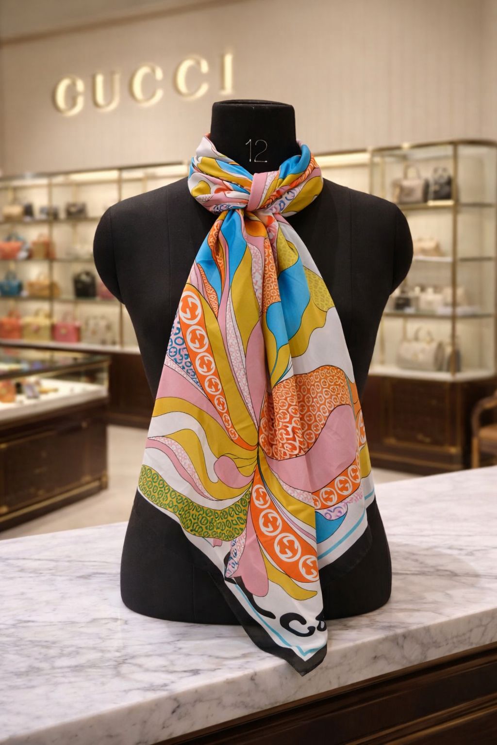 G-U-CC-I Luxury Satin Silk Designer Stole