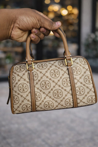 TO-RY BUR-CH T MONOGRAM SATCHEL SPEEDY BAG