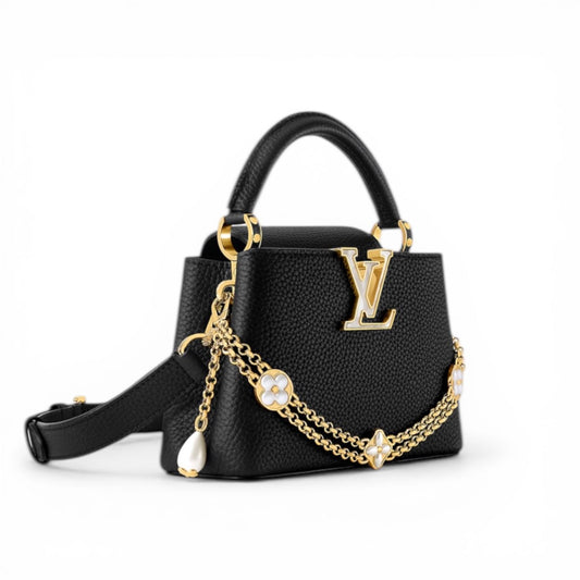 LOU-IS VU-IT-TON CAPUCINES MINI BLACK HANDBAG