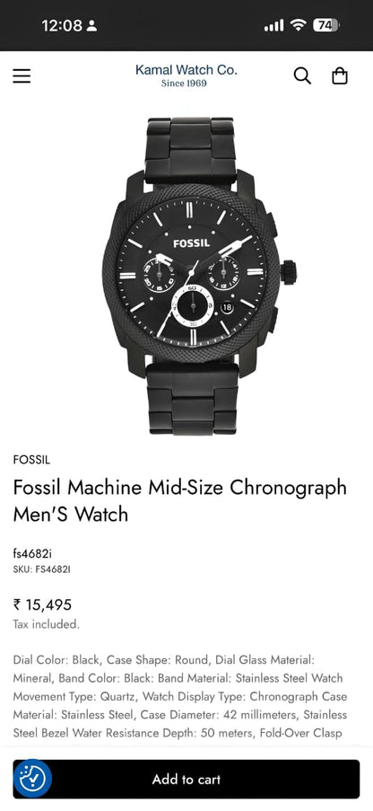 Fo-ss-il Machine Mid Size Chronograph Men's