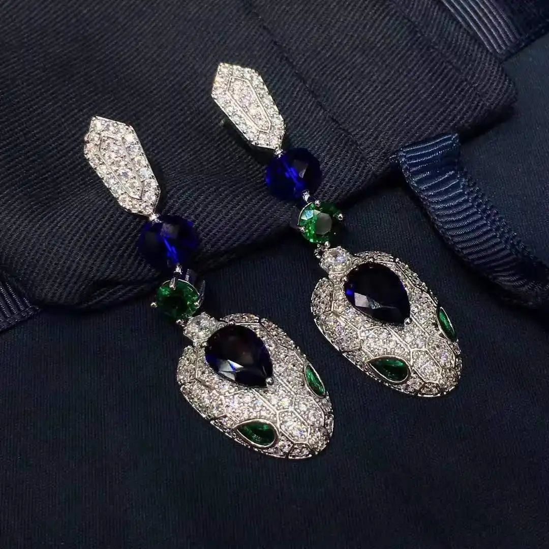 Bv-lga-ri Serpenti Diamond Studded Necklace & Earrings Set