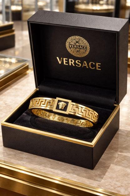 Ver-sa-ce Greek-Key Medusa Style Bracelet