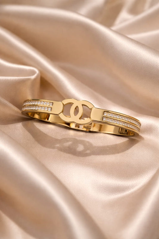 Luxury inspired Cha-nel gold bracelet