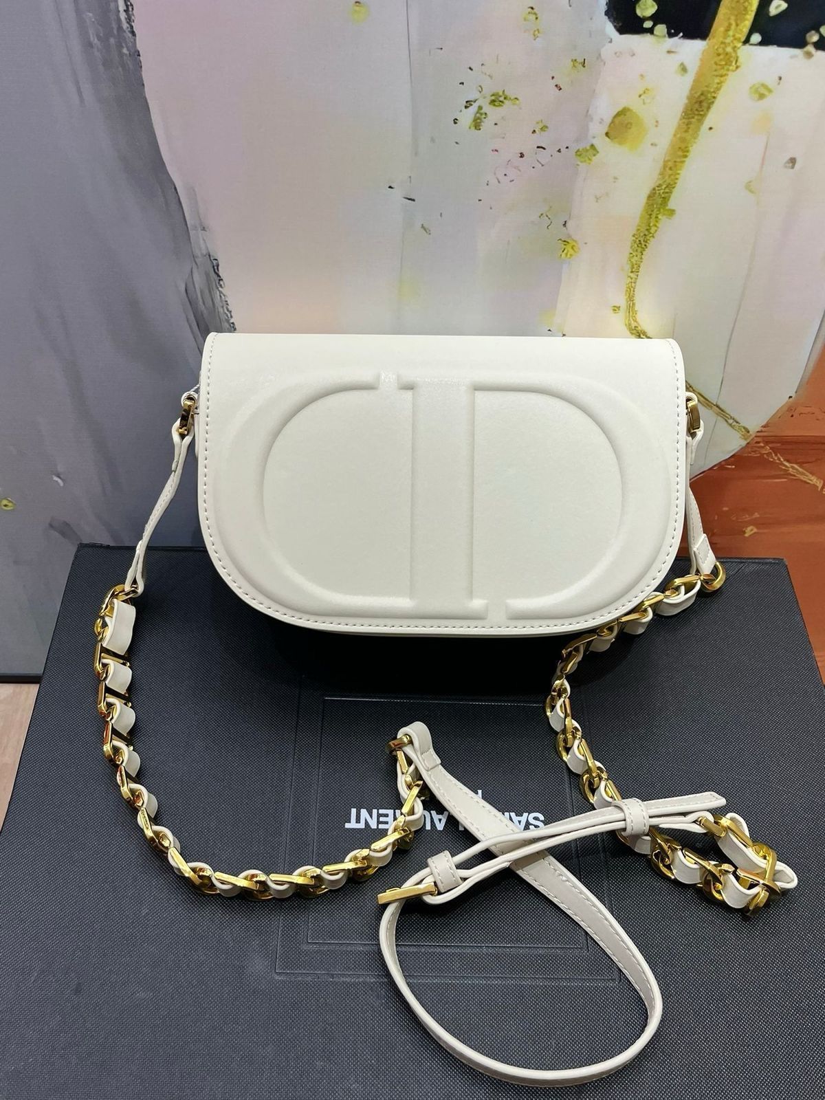 DIOR CD EMBOSSED LOGO JACQUARD AND PLAIN SERIES SLING BAG