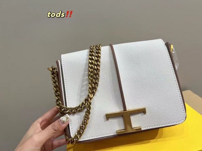 Tod’s Logo Plaque Leather Chain Shoulder Bag