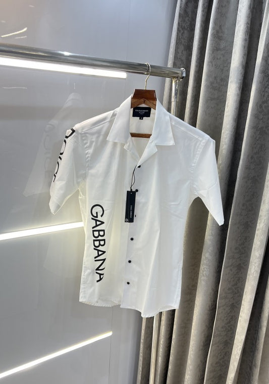 Dolce & Gabbana White Printed Imported Half Shirt