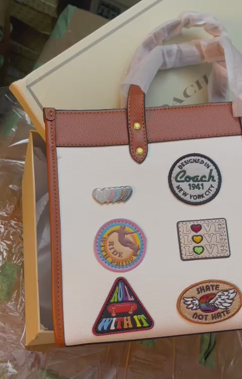 Coach Field 22 Patch Rainbow Tote Bag